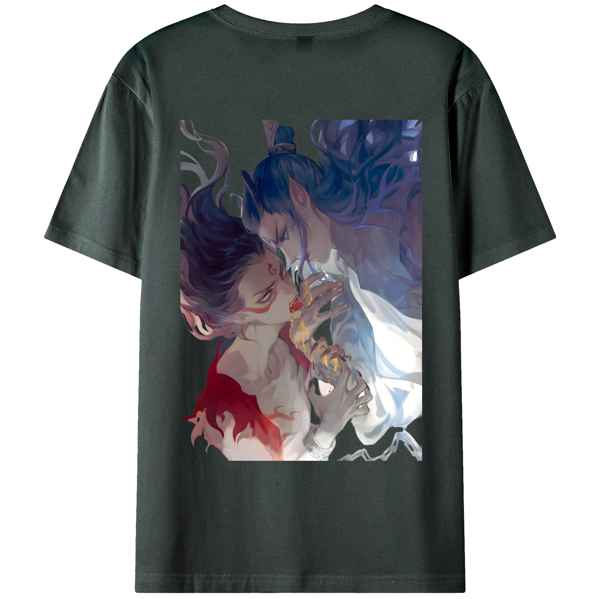 （画像用） Ne Zha 2 ナタ 魔童の大暴れ 綿100％ メンズ半袖Tシャツ（バックプリント） 通気性